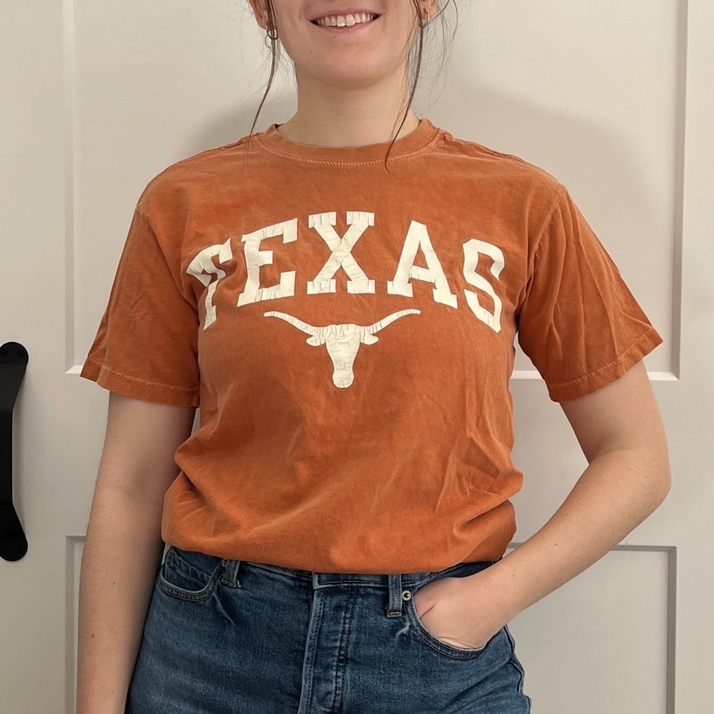Alta Gracia 100% Cotton Soft Washed Orange Texas Longhorns Graphic Tee